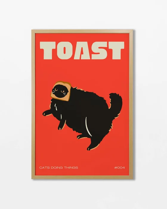 Cat - Toast en Rojo - Láminas, Uruguay | La Cuadrería