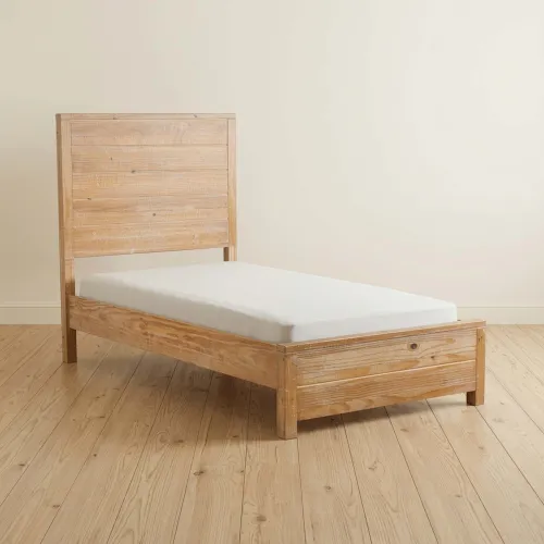 Cama 1 Plaza Madera Natural-beige Montauk en Madera natural - Dormitorio, Uruguay | Divino