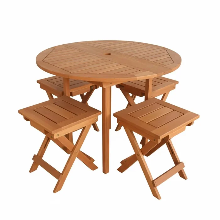 Set De Comedor Exterior Madera-meranti Natural-beige Kona en Madera natural - Muebles para el exterior, Uruguay | Divino, vista 2