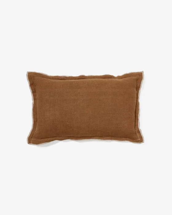 Almohadón Sagi de lino - de lino beige y marrón 30 x 50 cm en Marrón - Textiles, Uruguay | Kavehome