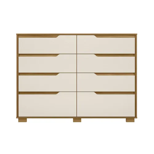 Comoda Cajonera 8 Cajones Combinada Con Patas Dormitorio en Off-white - Cómodas, Uruguay | Soy Hogar
