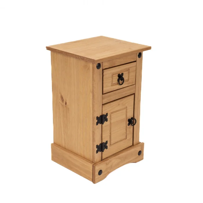 Mesa de luz 1 Cajon 1 puerta - Linea Mexicana - Ecommerce - Natural en Madera natural - Mesas de luz, Uruguay | Rústico Hogar, vista 2