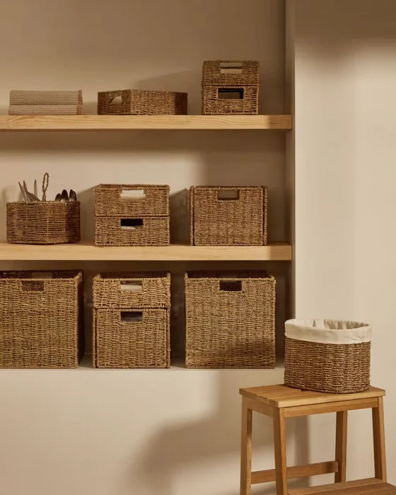 Caja plegable Tossa de fibras naturales 32 x 33 cm en Madera natural - Canastos, Uruguay | Kavehome, vista 2