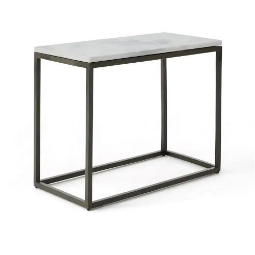 MESA LATERAL METAL/MARMOL 70x35x58CM BLANCO/NEGRO en Multicolor - Mesas de arrimo, Uruguay | Koz