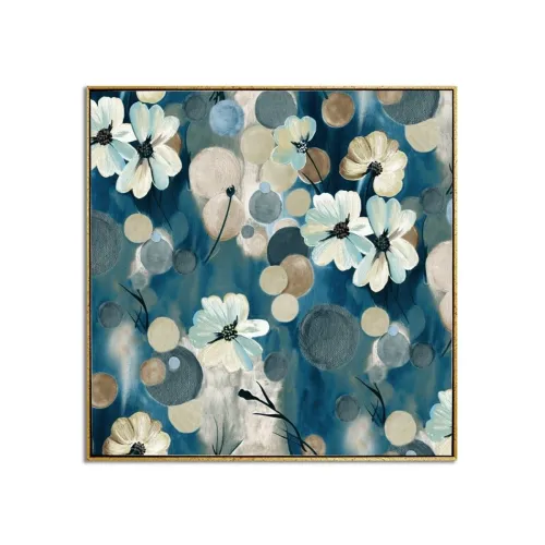 CUADRO CANVAS 60x60cm MARCO PINTURA FLORES AZUL 1 en Azul - Decoración de pared, Uruguay | Koz