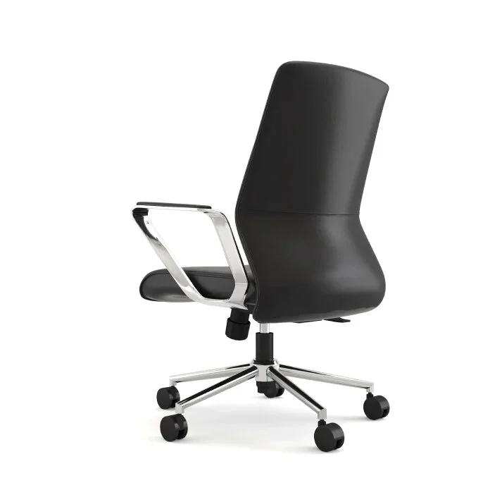 Silla ejecutiva Depa en eco cuero con respaldo bajo en Negro - Escritorios y sillas de escritorio, Uruguay | Armo, vista 3