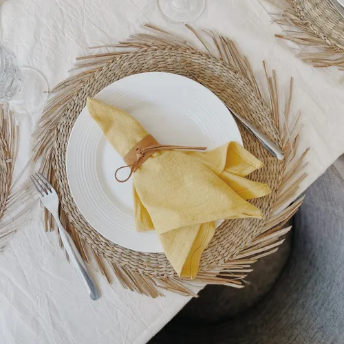 Servilleteros en cuero con lazo – Set x6 - Textiles, Uruguay | Dreams On Time