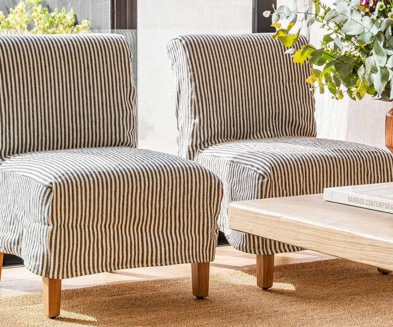 SILLA SOHO - LINO RAYAS GRIS OSCURO en Multicolor - Butacas, banquetas y puffs, Uruguay | La Iberica