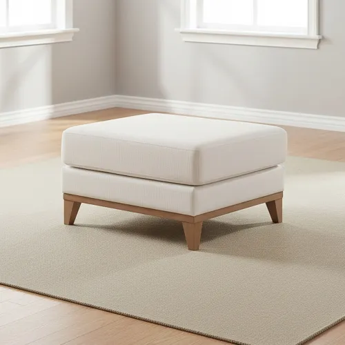 Puff Easy Clean Tela Blanco Luxor Premium Hueso en Beige - Sillones y sofás, Uruguay | Divino