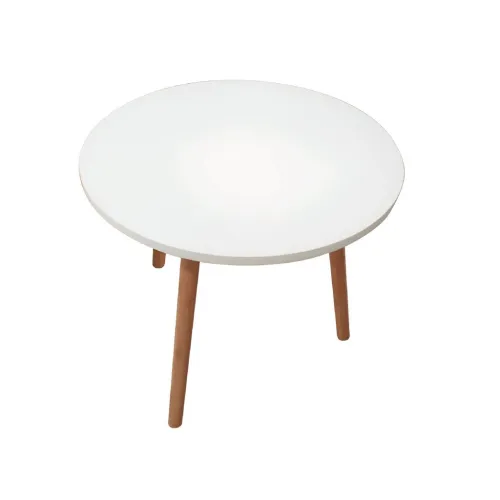 MESA AUXILIAR BAMBOO C/ BLANCO D50CM/H47CM en Blanco - Mesas de arrimo, Uruguay | Koz