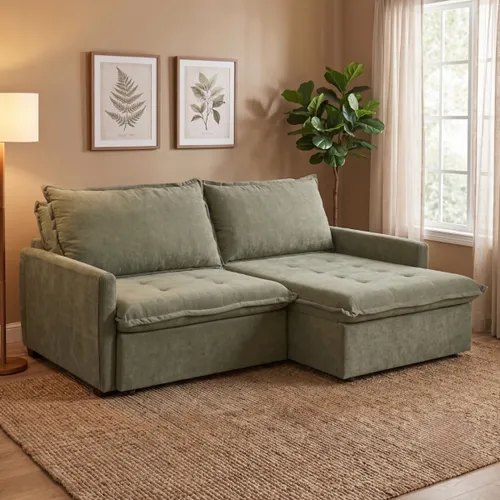 Sofá Cama Oliver 3 Cuerpos - Verde en Verde - Sillones y sofás, Uruguay | Rústico Hogar