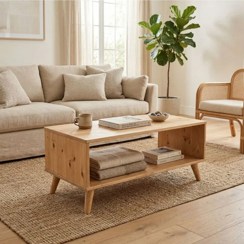 Mesa De Living Madera Maciza - Linea Dublin en Madera natural - Mesas de living, Uruguay | Rústico Hogar