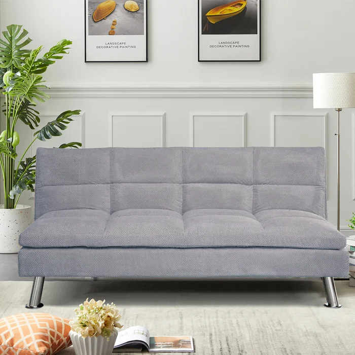 Sofá Cama Tapizado En Microfibra Patas De Metal en Gris - Muebles, Uruguay | Soy Hogar, vista 4