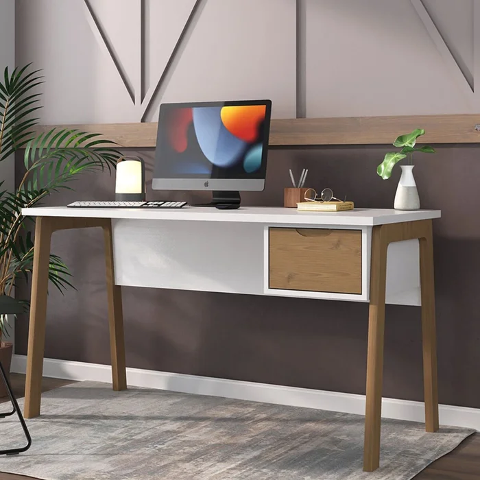 Escritorio Linea Veneza - Blanco/Miel en Multicolor - Escritorios, Uruguay | La Cueva Muebles, vista 4