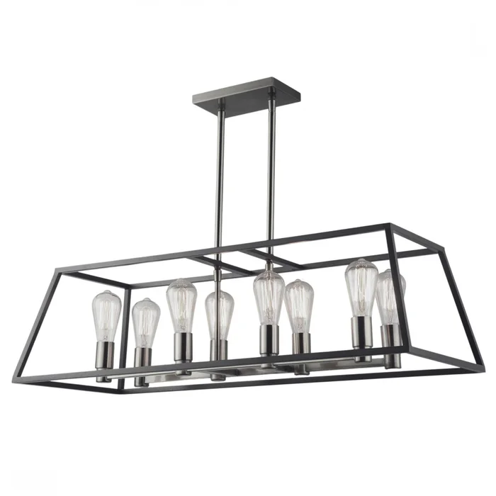 Colgante trapecio para 8 lámparas negro 89cm E27 en Negro - Lámparas colgantes, Uruguay | Iluminica, vista 2