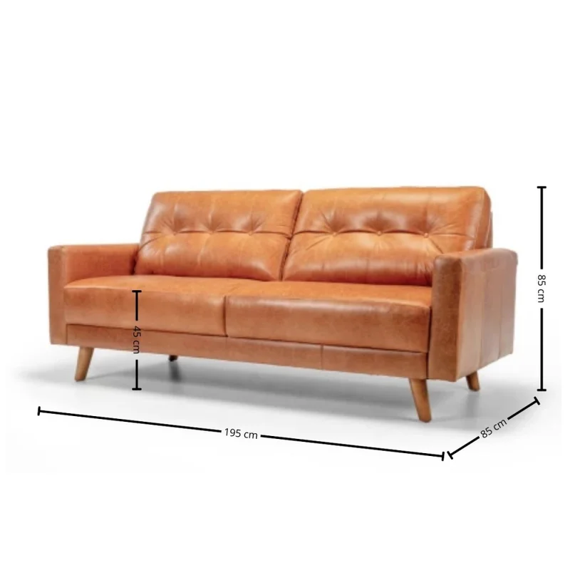 Sofá Lars - Cuero Natural - 2,5 cuerpos - A fabricar en Marrón - Sillones y sofás, Uruguay | Nyr, vista 4