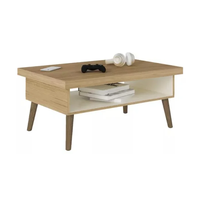 Mesa De Living Mesa Ratona Estilo Nordico Con Patas Madera Carvalho en Carvalho/Blanco - Mesas de living, Uruguay | Soy Hogar, vista 4