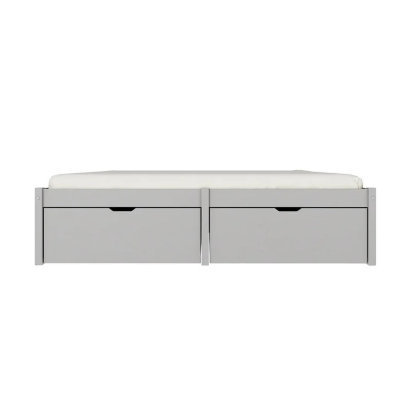 Cama Madera Maciza Con Cajones - 2 plazas - Línea beauty - Gris en Gris - Dormitorio, Uruguay | Ecowood, vista 4
