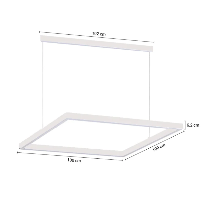 Colgante LED Cuadrado Zurich II 100 cm Blanco en Blanco - Lámparas colgantes, Uruguay | Serlux, vista 5