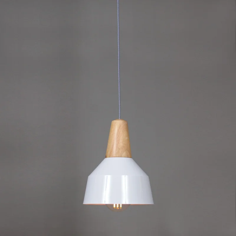 Campana de Aluminio y madera estilo nórdico - Blanco en Blanco - Lámparas colgantes, Uruguay | Iluminica, vista 5
