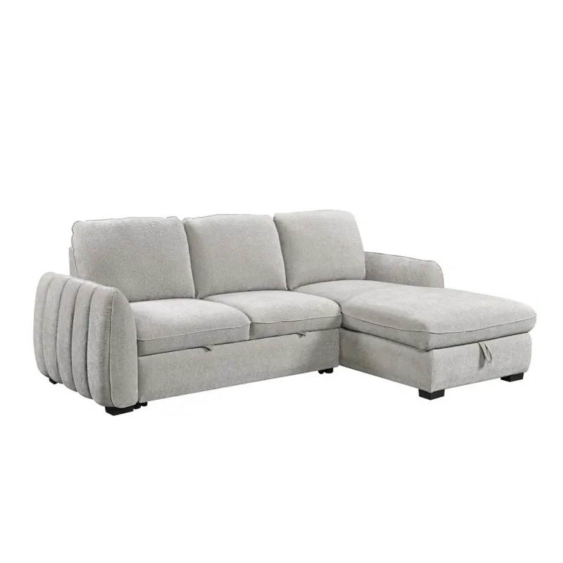 Rinconera Cama Thesi (C/Baúl) - Tela Microfibra - Chaise derecho - City 451 (Gris) en Gris - Sillones y sofás, Uruguay | NYR