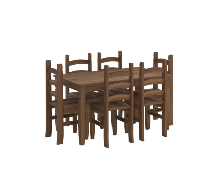 Juego De Comedor 6 Sillas - Corona - Madera - Oscuro en Madera natural - Mesas de comedor, Uruguay | Rústico Hogar