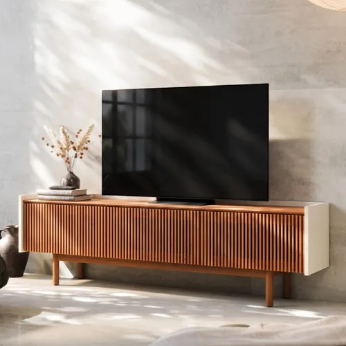 Rack de TV Dune Ripiado 1.8 - Linea Manhattan - Off White en Madera natural - Muebles para TV, Uruguay | Rústico Hogar