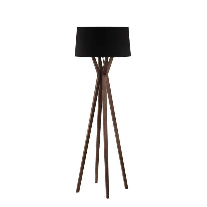 Luminaria de pie pantalla negra y madera E27 147cm en Negro - Lámparas de pie, Uruguay | Iluminica, vista 2