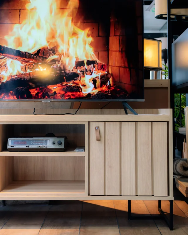 Rack Trendy 180 cm - Crudo (Pie Negro) en Blanco - Muebles para TV, Uruguay | Berna Home, vista 5