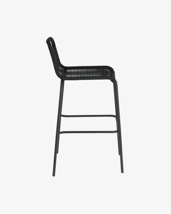 Taburete Lambton de cuerda - negro y acero con acabado negro altura 74 cm en Negro - Butacas, banquetas y puffs, Uruguay | Kavehome, vista 7