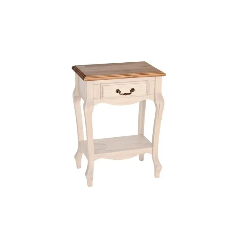 Mesa de luz 1 cajon - Linea luis XV - Blanco en Blanco - Mesas de luz, Uruguay | Rústico Hogar