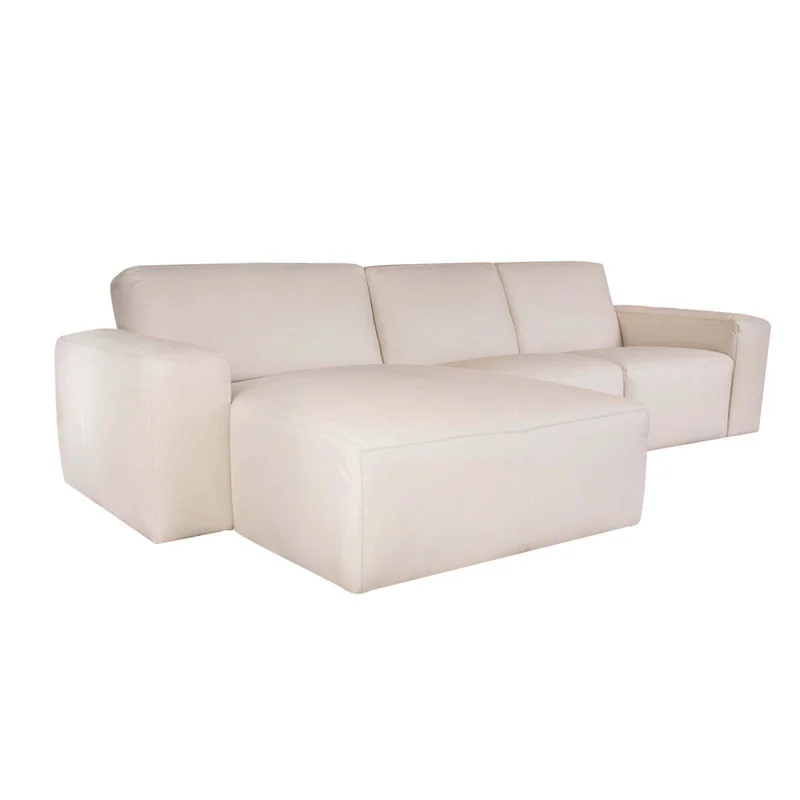 Sofa Con Chaise Más De 4 Cuerpos Cuero-y-madera Natural-beige Loft Arena en Beige - Sillones y sofás, Uruguay | Divino, vista 4