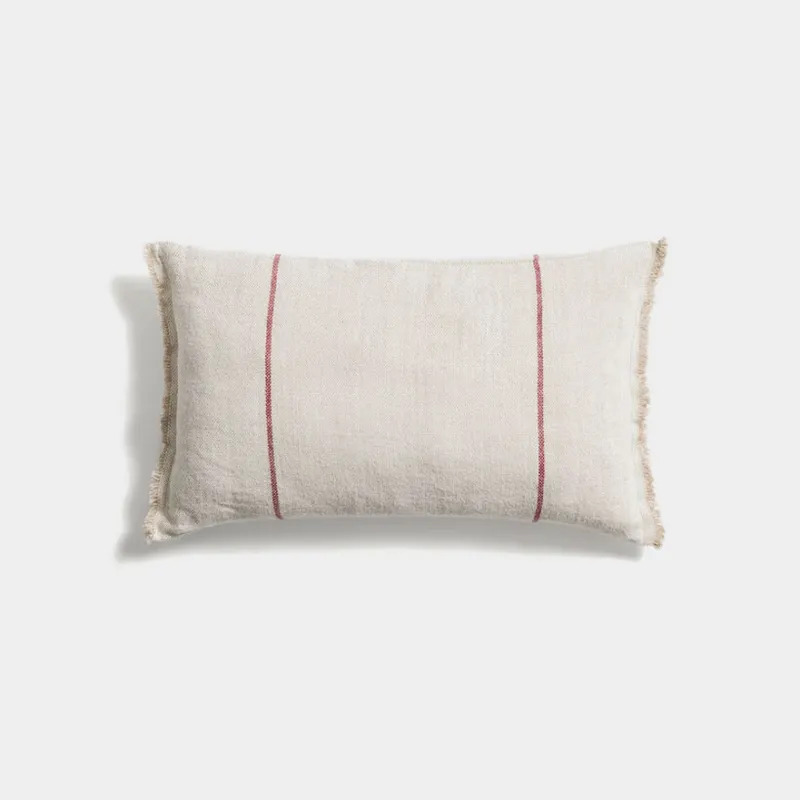 Almohadón Lidore en lino beige con rayas rojas en contraste 30 x 50 cm en Beige - Textiles, Uruguay | Kavehome