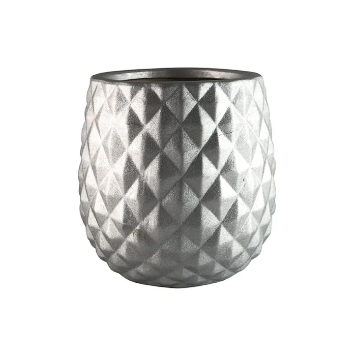MACETA CERAMICA 13.5X13.5X13CM "ROMBOS" PLATEADO en Plateado - Macetas, Uruguay | Koz