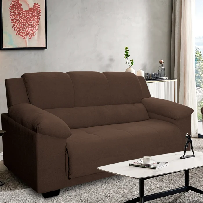 Sillon Sofa Living 3 Cuerpos Tapizado Tela Color Marron en Marrón - Sillones y sofás, Uruguay | Soy Hogar, vista 2