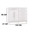 Comoda 5 Cajones 2 Puertas Moderna Con Estante 100% Mdp en Blanco - Mesas de comedor, Uruguay | Soy Hogar, vista 4 de 8