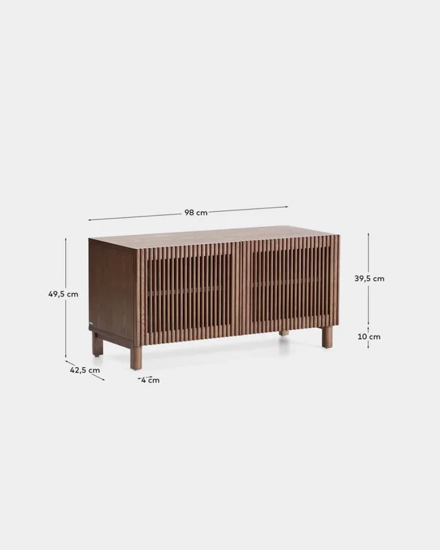 Zapatero Beyla 2 puertas de chapa y madera maciza de fresno con acabado tono nogal 98,5 cm en Marrón - Butacas, banquetas y puffs, Uruguay | Kavehome, vista 7