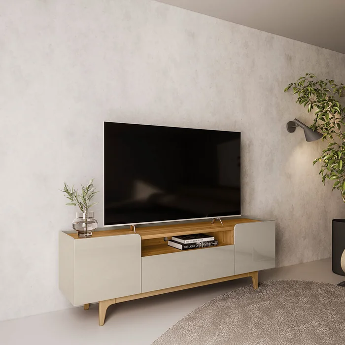 Rack para tv Orlando 180cm Patas en madera maciza en Beige - Muebles para TV, Uruguay | Balton, vista 2