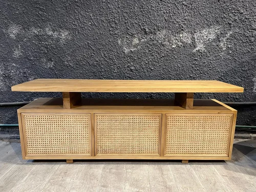 Rack Mueble Para Tv Ozark Esterilla 3 Puertas Madera Maciza A Elección en Madera natural, Uruguay | Ozark Home, vista 6