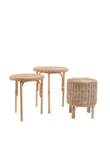 CONJUNTO MESAS LATERALES GATRI 50DIAMX35/40/45H CM en Madera natural - Mesas de arrimo, Uruguay | Vinibel