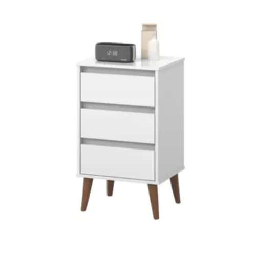 Mesa De Luz Alta 3 Cajones Estilo Retro Nórdico 100% Mdp Blanco - Respaldos de cama, Uruguay | Soy Hogar