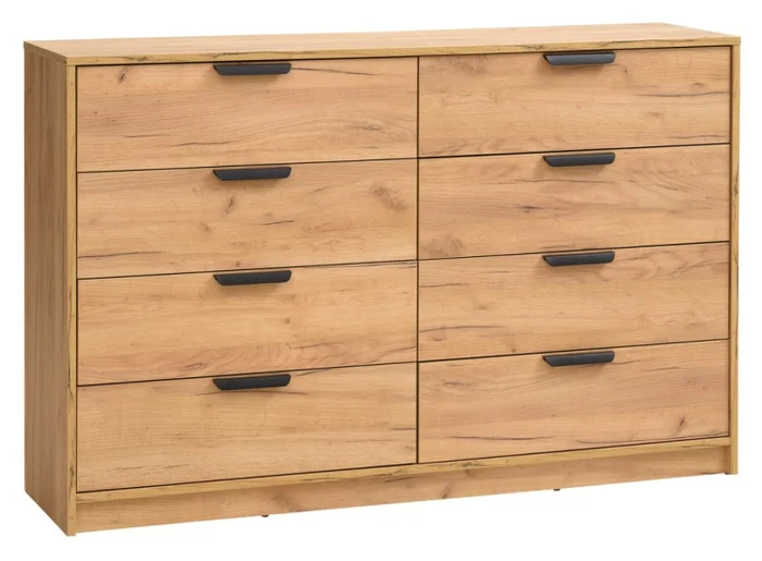 Cómoda JENSLEV 4+4 cajones roble en Madera natural - Cómodas, Uruguay | JYSK