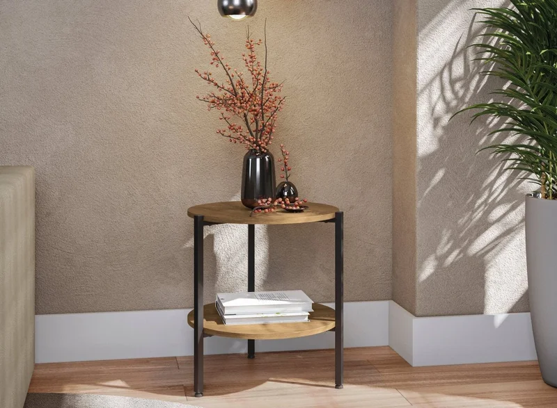 MESA ESQUINERA LINEA INDUSTRIAL HIERRO en Madera natural - Mesas de living, Uruguay | Balton, vista 6