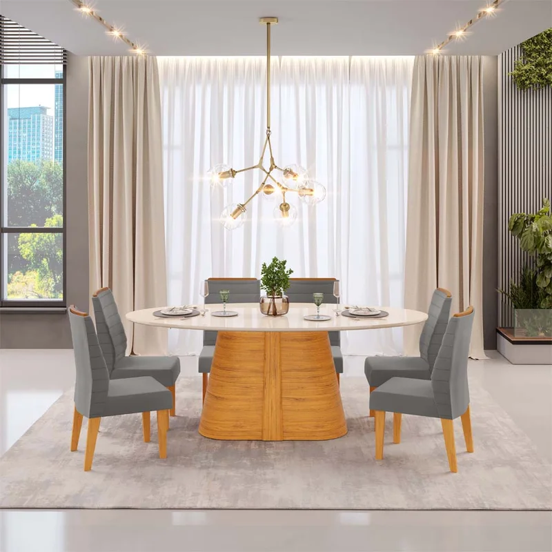 Juego De Comedor Mesa Ovalada 6 Sillas Tapizadas Mdp - Mesas de comedor, Uruguay | Soy Hogar, vista 4