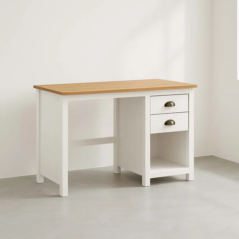 Escritorio 2 Cajones Madera Blanco Topazio en Blanco - Escritorios, Uruguay | Divino