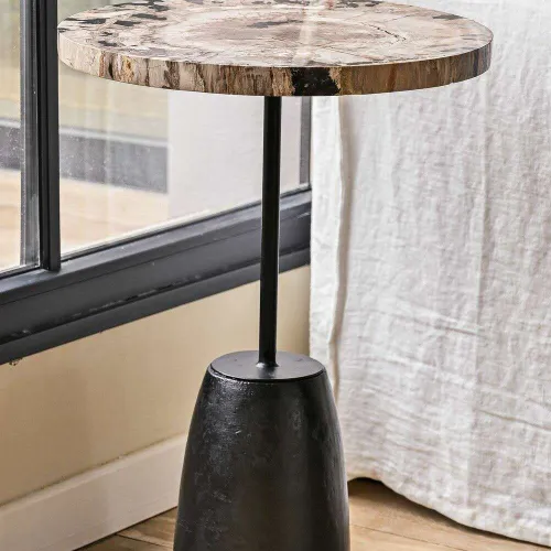 MESA PETRIFICADA TUBIANA - BASE CEMENTO - 45 CM en Multicolor - Mesas de living, Uruguay | La Iberica