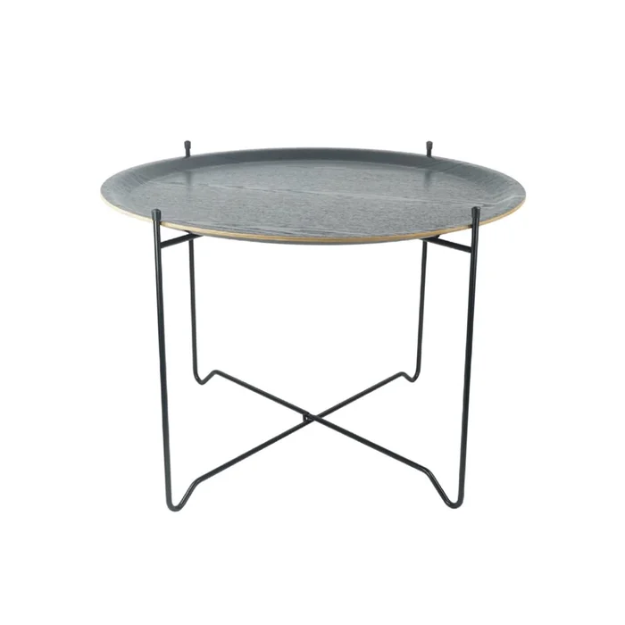 MESA BANDEJA REDONDA D60/H42CM MADERA NEGRA en Negro - Mesas de arrimo, Uruguay | Koz