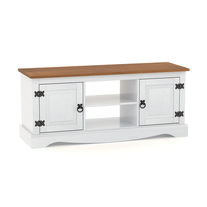 Rack 2 Puertas Línea Naturale 110 cm - Blanco/Roble en Multicolor - Muebles para TV, Uruguay | La Cueva Muebles, vista 2