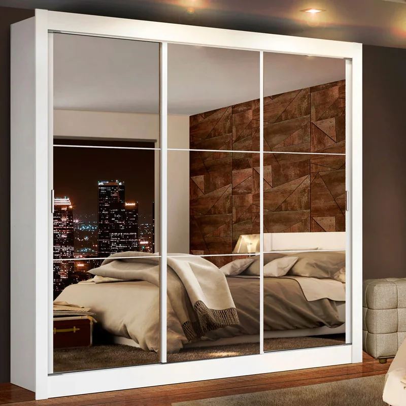 Ropero Placard Matrimonial Monaco 170CM con 3 Espejos 3 Puertas Corred en Madera natural - Roperos y placares, Uruguay | Balton, vista 6