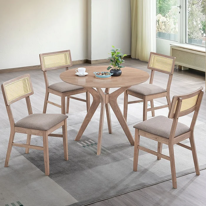 Juego De Comedor 4 Sillas Tapizadas Color Madera en Madera natural - Mesas de comedor, Uruguay | Soy Hogar, vista 2
